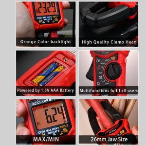 HT206B Auto Range Digital Clamp Meters , 600V Digital Clamp Ammeter