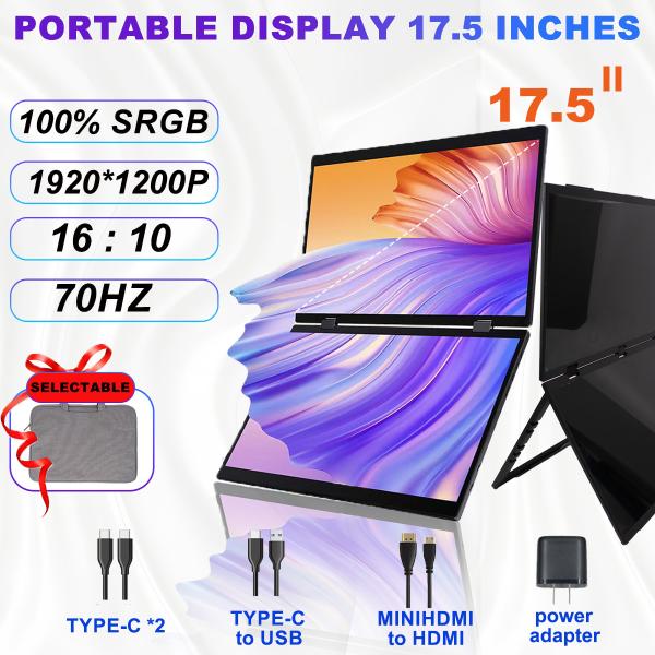17.5inch 400nit Portable Monitor Portable Computer Screen 70Hz Portable Dual