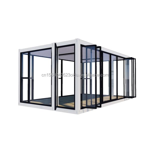 Customized Color 20ft Container Car Exhibition Hall Prefabricated House Folding Aluminum Alloy Tempered Glass Mobile Shop