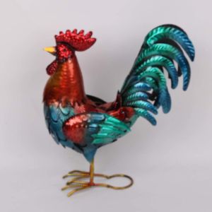 OEM / ODM Metal Chicken Garden Ornaments Decor Colorful Style