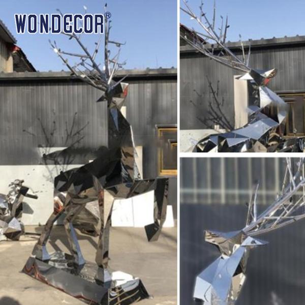 Abstract Outdoor Stainless Steel Artists Garden Geometry Sika Deer Highly Crafted