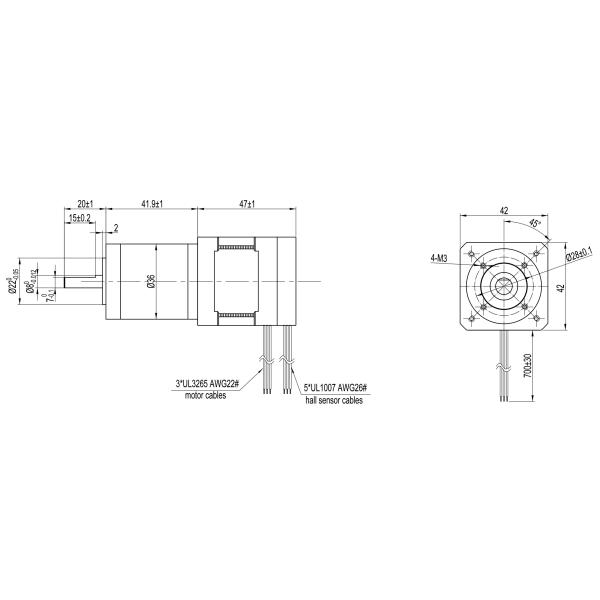 Nema 17 Gearbox Brushless Motor 0.5A 24V 2.2OHMS 42mm