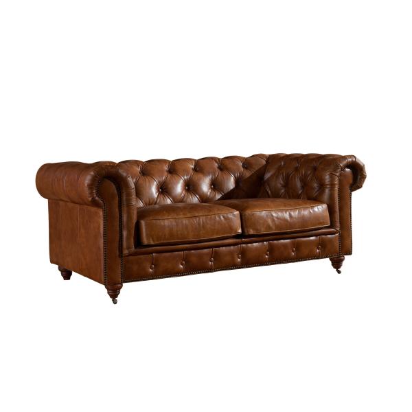 Buy American Industrial Style 2 Seater Chesterfield  Leather Sofa  For Home Furniture at wholesale prices