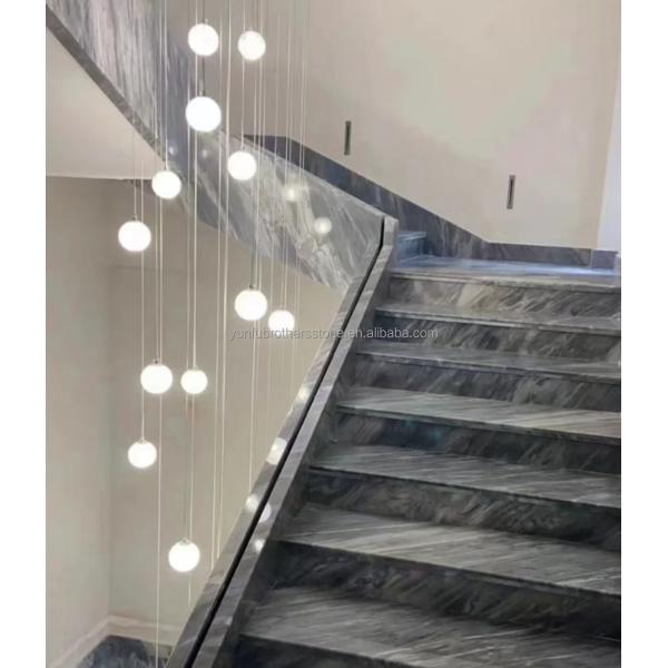 Hotel Interior Design Calcite Marble Step Floor and Stairs with Light in Florence Gray