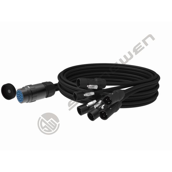 Powercon True1 Industrial Application IP67 Waterproof Male Connectors Split Cable Extension 6 Head Power Cord for Commercial