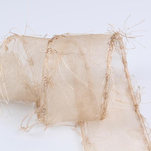 25mm-50mm Tassel Edge Polyester Organza Ribbon for Flower Chocolate Gift Packing and Garment Decoration