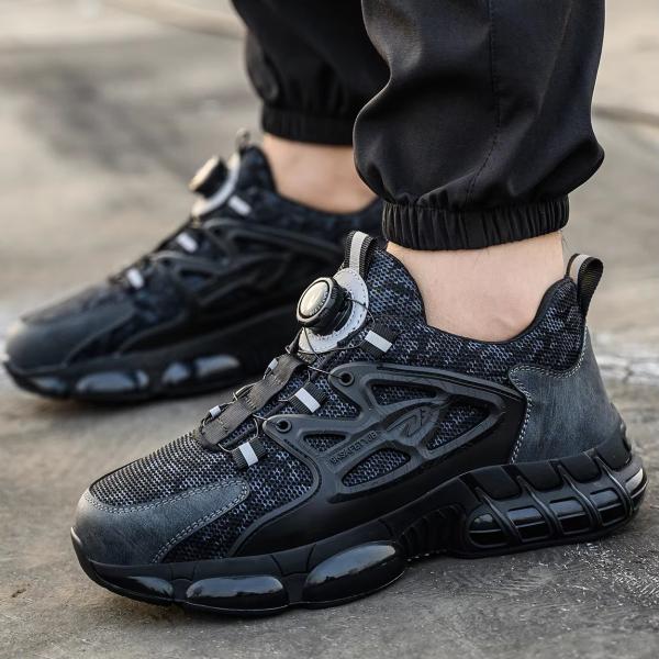 Buy Black Microfiber Safety Industrial Button Men's Work Shoes at wholesale prices