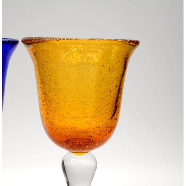 Handblown Solid Color Mexican Bubbles Goblet Crystal Wine Glass