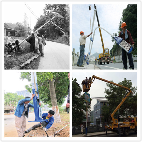 Hot Dip Galvanized 8M Double Arms Outdoor Street Lamp Post for Square Lighting