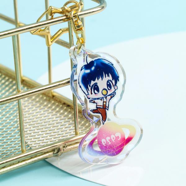 Acrylic cartoon keychain pendant lovely cute boy girls animal star surrounding Logo