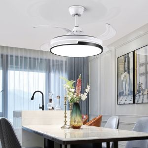 Metal LED Ceiling Light With Fan Acrylic Retractable Blades