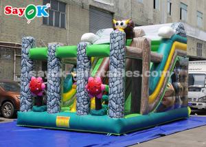 Quality Bouncy Castle With Slide 6*4m Animal Theme Party Inflatable Bouncer Slide For Advertising for sale