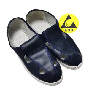 China Anti Static Protection PVC ESD Safety Shoes Four Holes Navy Blue on sale