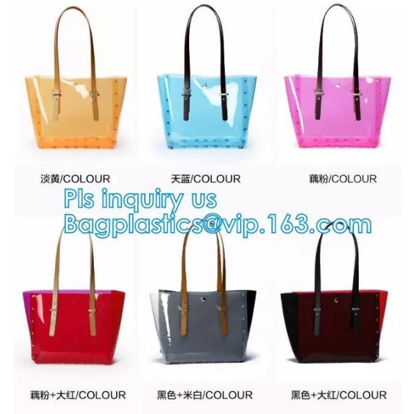 PVC Shopping Bag Security Work Tote Shoulder Bag Womens Handbag, pvc transparent women summer handbag, tote shopper bags