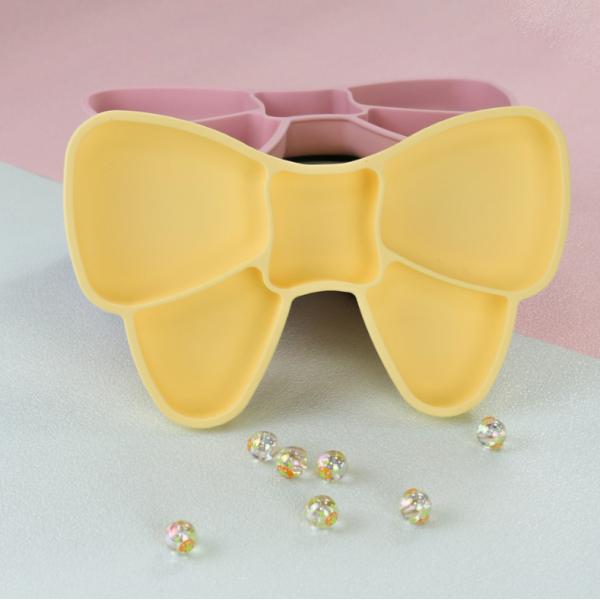 Custom Silicone Suction Baby Feeding Bow Plate BPA Free Food Grade