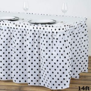 Polka Dot Pattern Disposable Plastic Table Skirts With Adhesive Backside