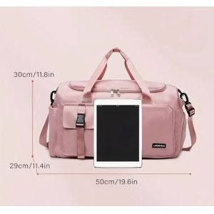 Versatile Women's Travel & Gym Bag - Chic Pink, Multi-Functional Organizer with