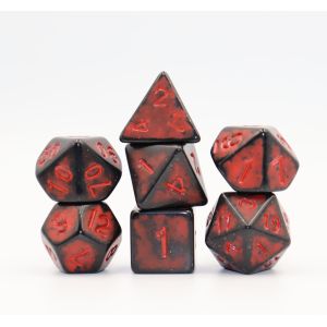 Antique old black back red resin character playing board game dice set dnd dice