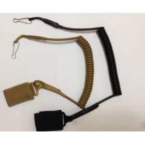High Security Tactical Pistol Elastic Spring Lanyard w/Belt Velcro and J-Hook