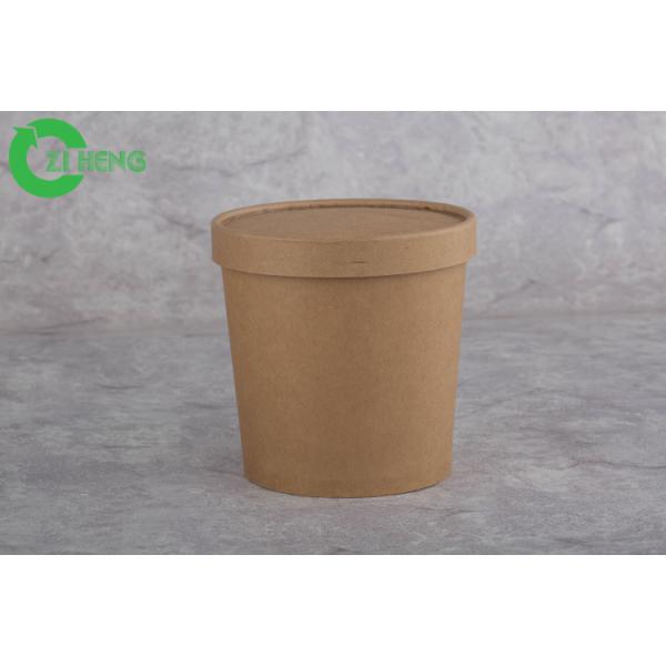 Single Wall Thick Kraft Paper Soup Cups , Carton Brown 8 Oz Paper Cups With Lids