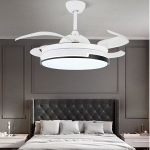 Quality Metal LED Ceiling Light With Fan Acrylic Retractable Blades for sale