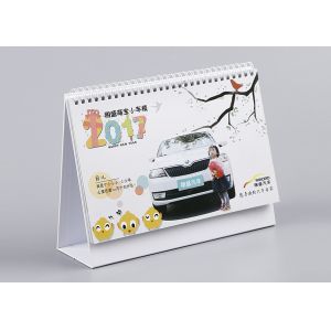 Triangle Office Desk Calendar White Metal Y - O Binding With Pen Holder