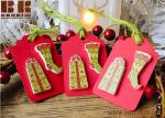 3 x Luxury Wooden Christmas Gift Tags Handmade Traditional Rustic Red Tags Wood