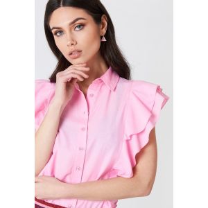 Lady Clothing Pink Frill Women Shirt