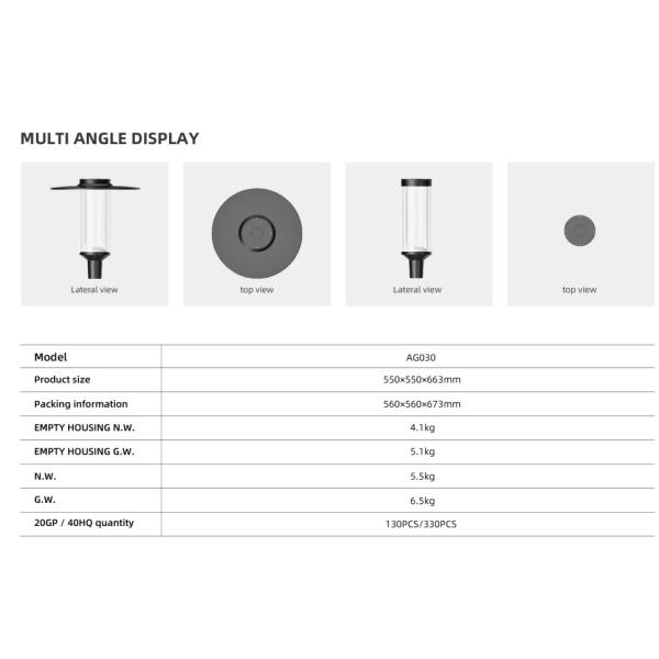 30W-80W Black Housing Garden Light Waterproof IP66 Column Top Series Lamp 5 Years Warranty Courtyard Lights For Streets And Gardens