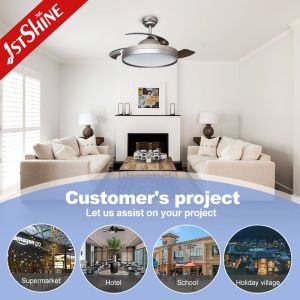 Modern 35W LED Retractable Ceiling Fan Light Dimmable ABS Blades