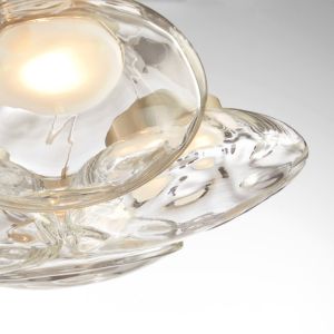 Painted Golden LED Wave Pattern Iron Glass Pendant Light Modern