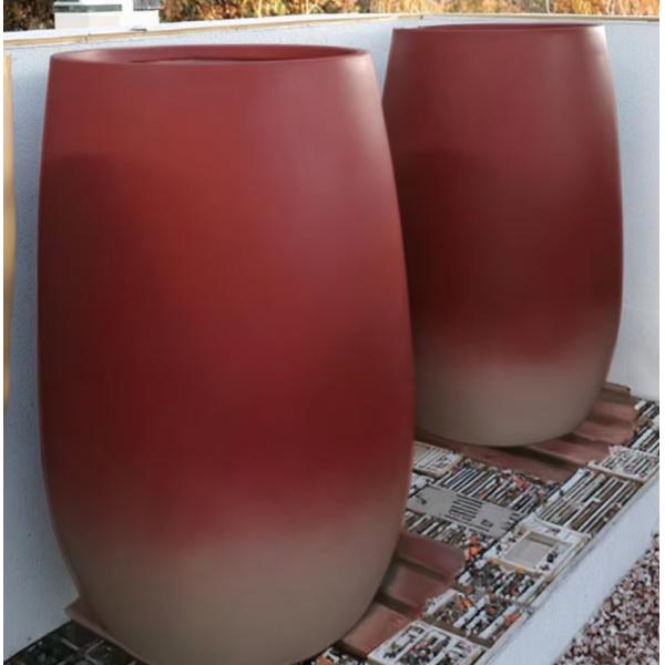 Extra Tall Red-gradient Design Tapered Cylindrical Fiber Clay Planter Garden Project