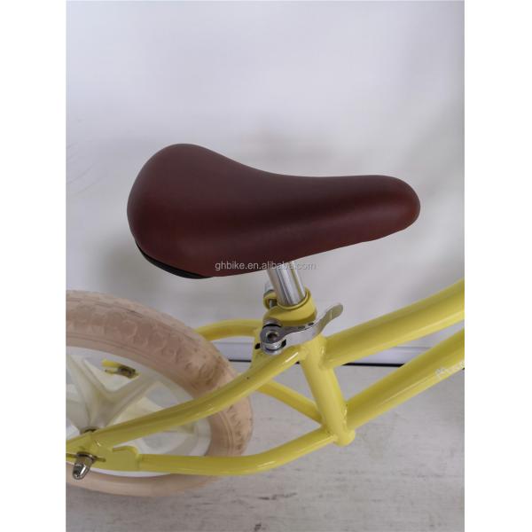 12 Inch Foam Tire Kids' Balance Bike Yellow Color Load Capacity 70kg Front Wicker Basket