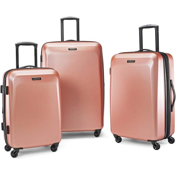 Moonlight Hardside Expandable Luggage with Spinner Wheels, Rose Gold, Checked-Medium 24-Inch