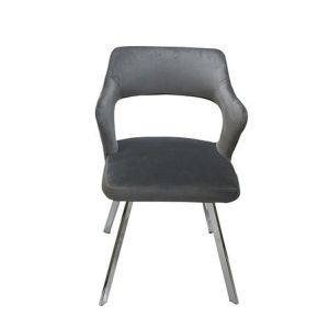 Velvet Seater Chrome Metal Leg Contemporary Velvet Chair