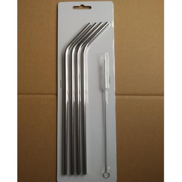 Stainless Steel Straws Set Of 4, Free Cleaning Brush Included Metal drinking straw