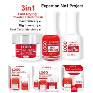 Fast Drying Dip Powder 3 in 1 Set Perfect Color Matching Gel Polish Nail Lacquer