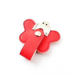 Flower Shaped Leather USB Flash Drives 32GB 256GB Embossing Logo