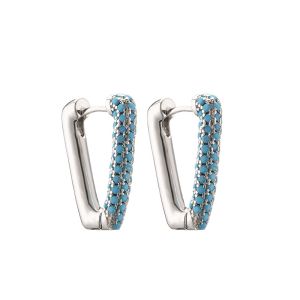 Rhinestone Sterling Silver Huggie Earrings Clip Diamond Letter V Earring