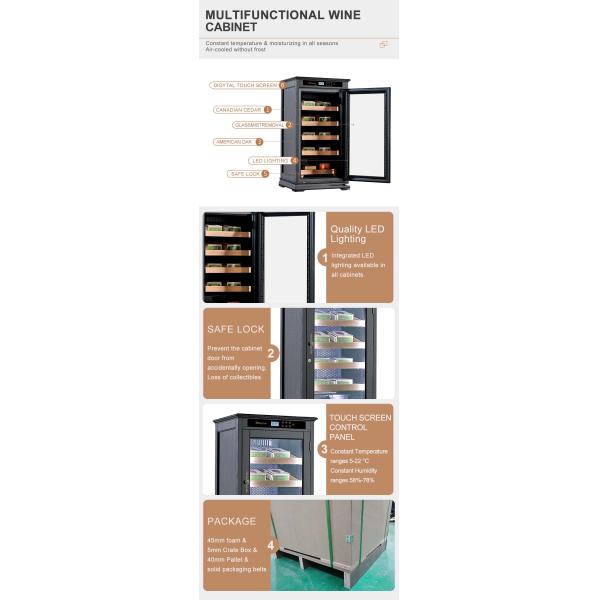 Large Lockable Digital Humidor Cabinet Electrical Cigar Cooler For Smoke Store