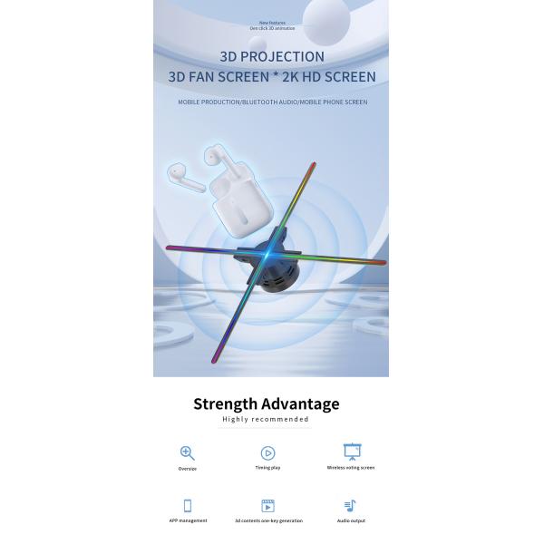 OEM 2024 60cm 4 Blades 3D Hologram Display Fan for High Brightness Holographic Display