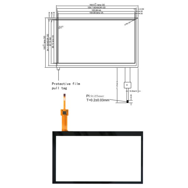 Widescreen Industrial Touch Screen , Generic 7 Inch Touch Panel REACH