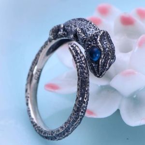 Womens and Mens Chameleon Retro Sterling Silver Ring(XH056032WBLUE)
