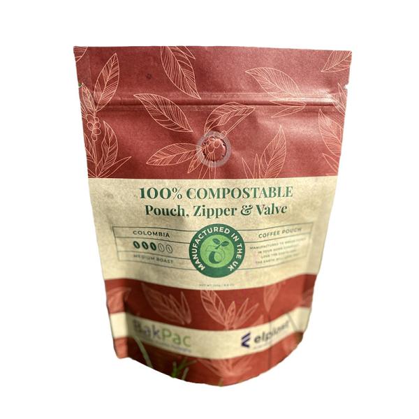 Buy Biodegradable Food Packaging Pouch With Zipper Brown Craft Paper Laminated at wholesale prices