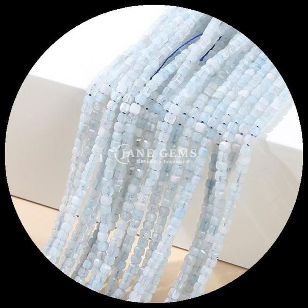 Natural Stone Polished Bead Gemstone Square Cube Shape Fluorite Labradorite Mini Loose Bead Strands for Bracelets / Necklaces