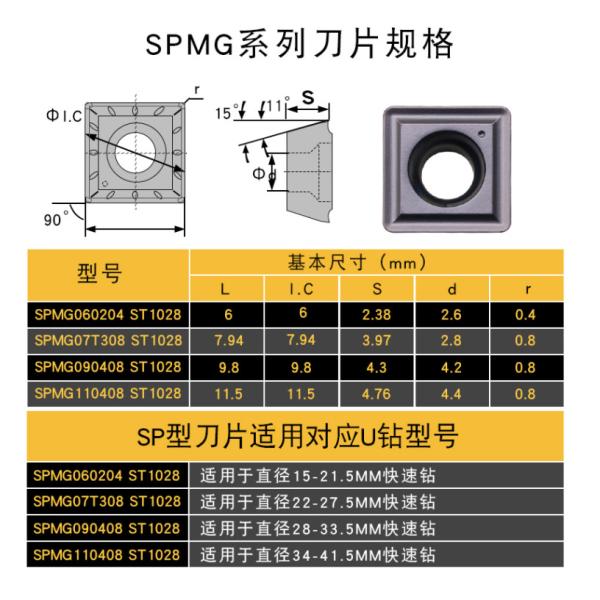 Cnc Indexable U Drill Inserts Insert SPMG060204 SPMG090408 WCMT06T308