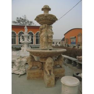Angel With Wings Statue Carved Stone Marble Fountain Column