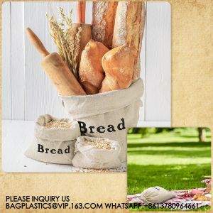 Burlap Linen Bread Bag Cloth Bread Bags, Linen Bread Bags Large Reusable Bread
