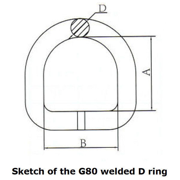 G80 Welded Forged D Ring Self Colored Alloy Steel 14mm - 22mm