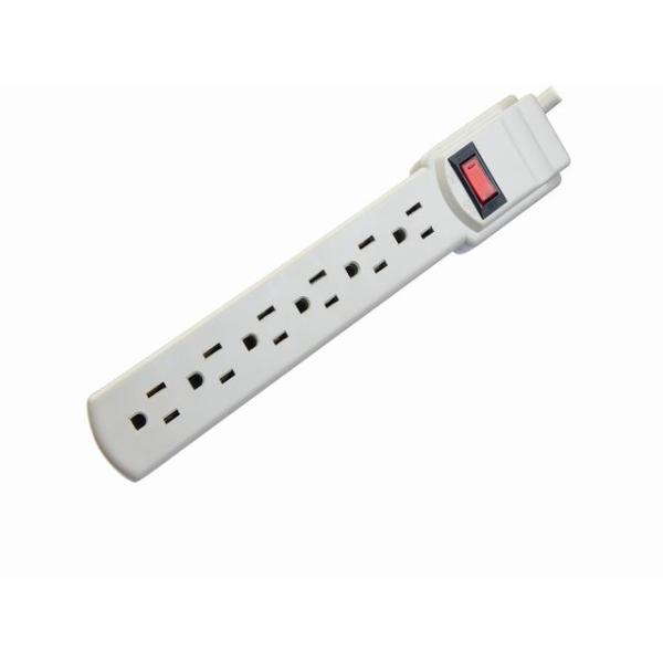 Beige 6 Outlet North American Standard Electric Extension Sockets Power Strip Socket 14AWG Cable 3FT for Home Appliances